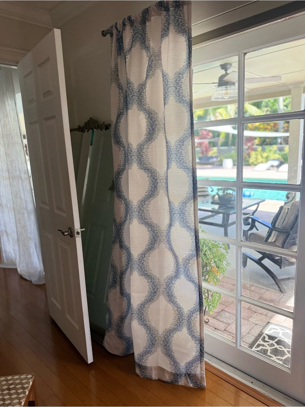 2 Eclipse Draftstopper Summit Geo Window Curtain Panels in blue 40x84 (set)